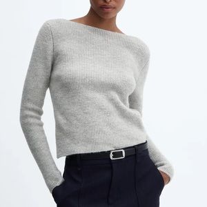 NWT MANGO Gray Knitted Sweater